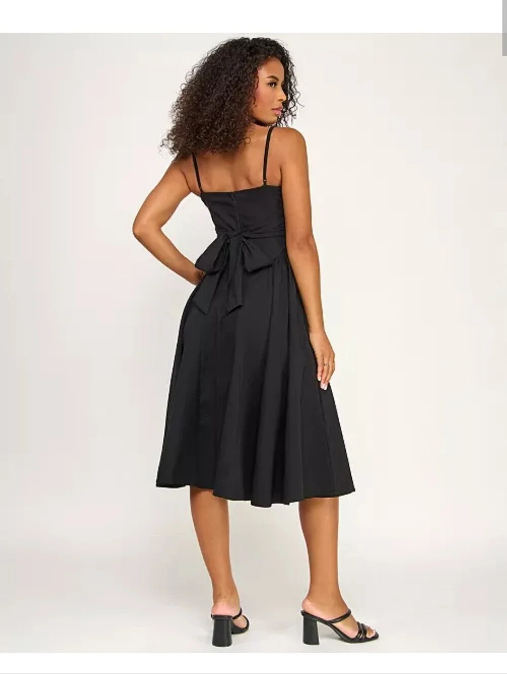 Fit-and-Flare Black Circle Skirt with Spaghetti Straps